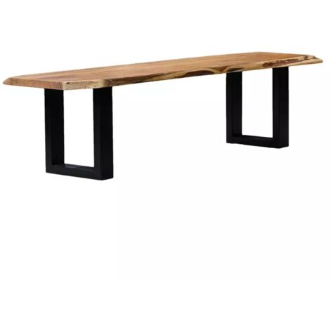 Banc 190 cm en bois d'acacia massif et pieds luge métal noir - OTTAWA