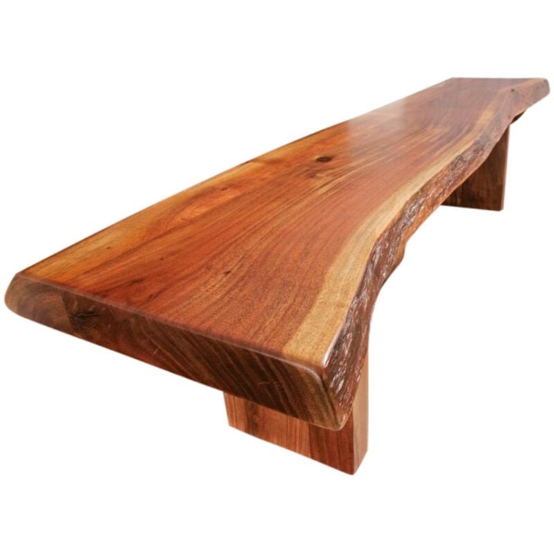 Banc 195x38 Acacia laqué Noisette freeform 108 - marron