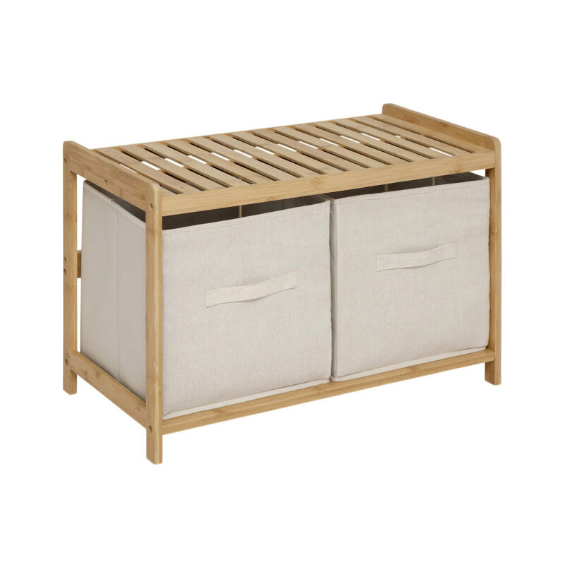 5five Simply Smart - Banc 2 Paniers de Rangements en Bambou 'Tidy' 66cm Naturel