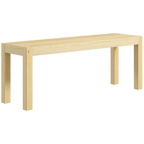 Banc 2 places bois pin naturel style champêtre 120x33x45cm, 240kg charge max, pour salle à manger et cuisine salon