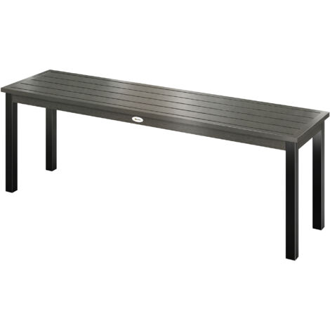 Banc 2 places jardin, banc extérieur avec assise lattes effet bois, cadre acier patio parc, gris
