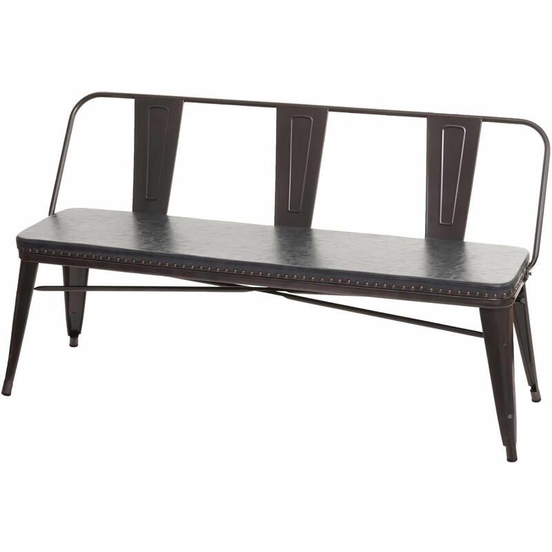 Banc 3 places banc de salle à manger cuir artificiel Chesterfield noir-gris 040000514