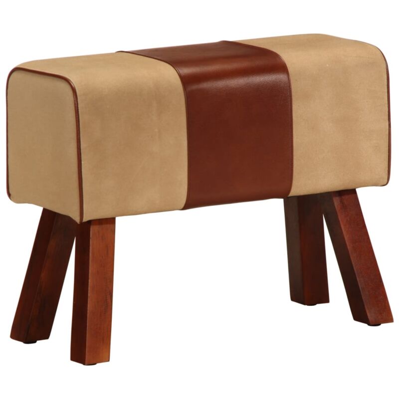 Vidaxl - Banc saut de cheval 58 cm marron cuir véritable et manguier