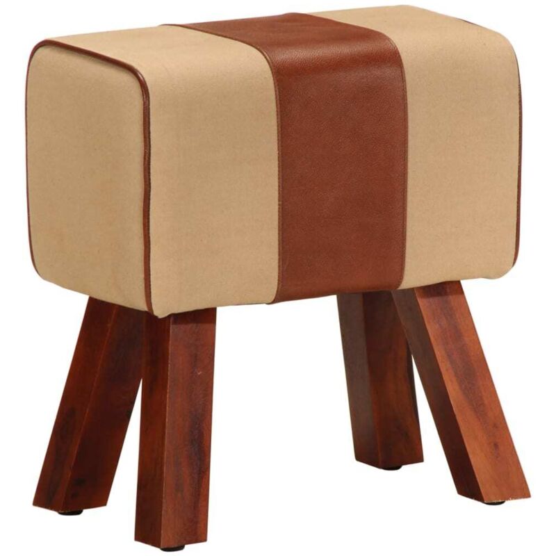 Vidaxl - Banc saut de cheval 38 cm marron cuir véritable et manguier