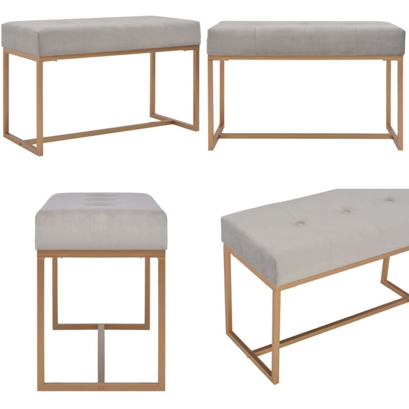 Vidaxl - Banc 80 cm Gris Velours - Banc Velours - Banc D'entrée - Meuble Salle D'entrée - Décoration Intérieure - Canapé D'appoint - Home & Living