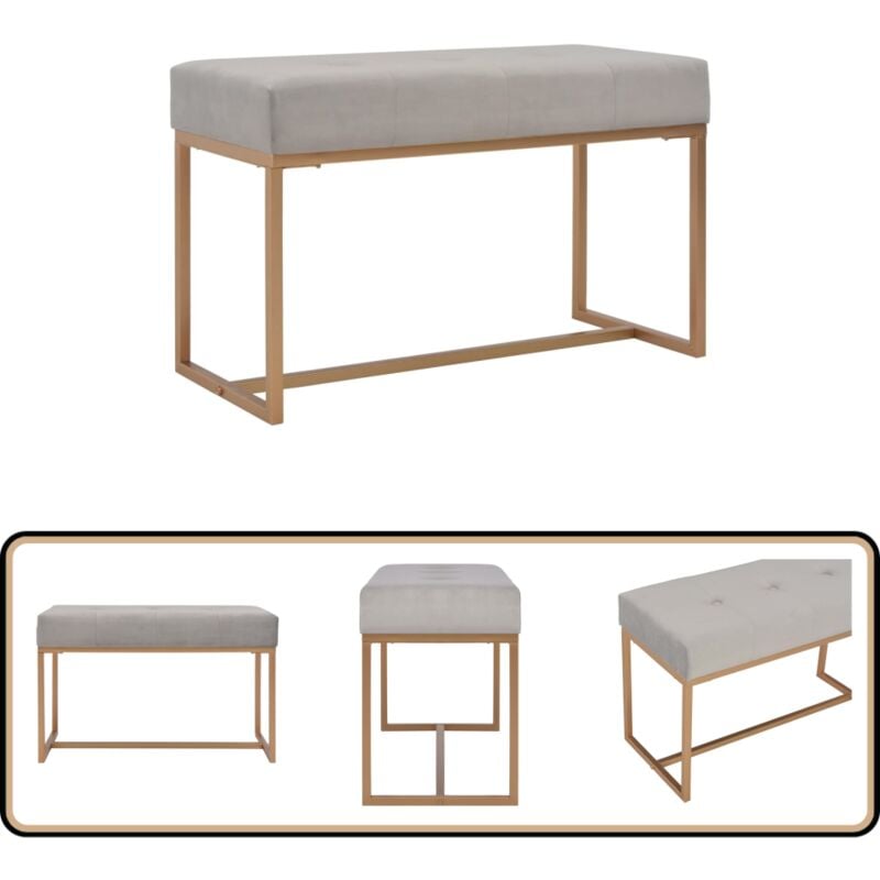 Banc 80 cm Gris Velours - Banc Velours - Banc D'entrée - Meuble Salle D'entrée - Décoration Intérieure - Canapé D'appoint