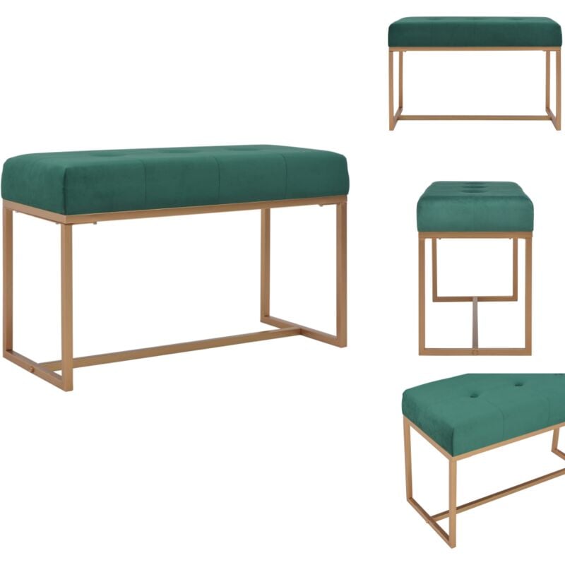 Banc 80 cm Vert Velours - Banc Velours - Banc Entrée - Meuble Salle à Manger - Décoration Intérieure - Mobilier Design