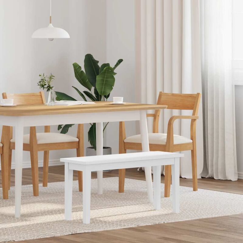 Vidaxl – Banc 90 cm blanc bois d'hévéa massif – Dimensions 90 x 30 x 45 cm – Capacité 110 kg – Siège d'appoint élégant pour intérieur