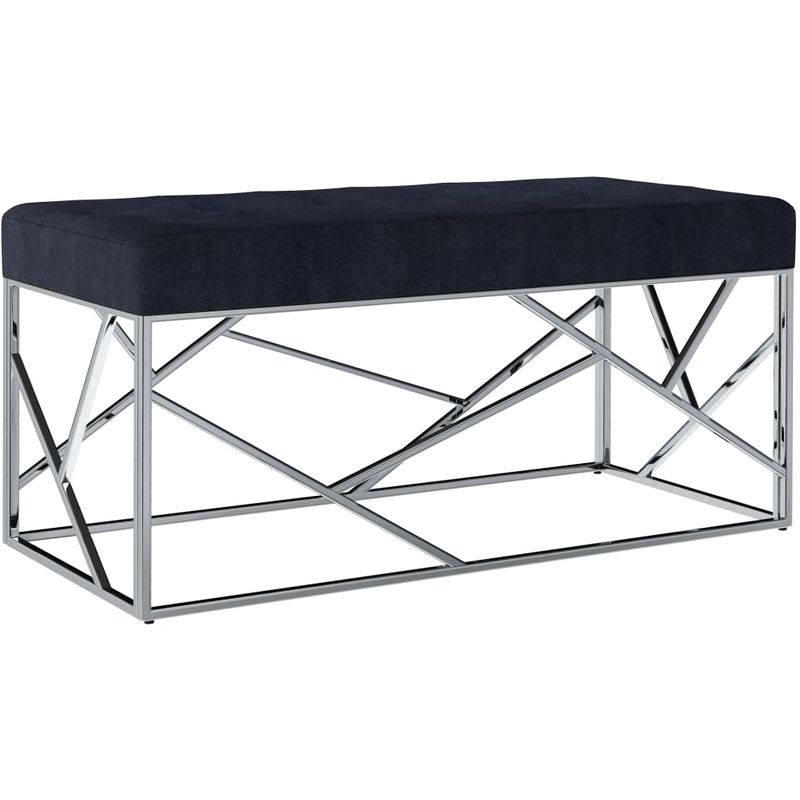 Asupermall - Banc 97 Cm Noir Tissu De Velours Et Acier Inoxydable