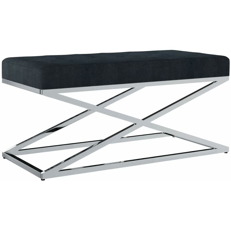 Asupermall - Banc 97 cm Noir Tissu de velours et acier inoxydable