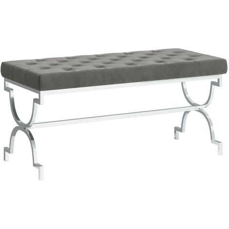 Banc Velours et Acier Inoxydable Banquette Entrée Couloir Multicolore vidaXL