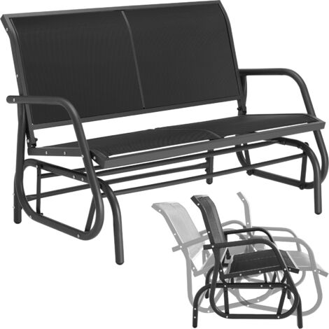 Tectake – Banc à bascule 2 places 121 x 72 x 86,5 cm – Acier revêtu – Charge max 300 kg – Confort optimal avec assise galbée