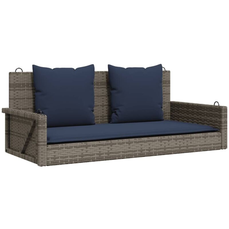 Banc à bascule avec coussins Gris 119 x 56 x 48 cm Résine tressée CFW404974