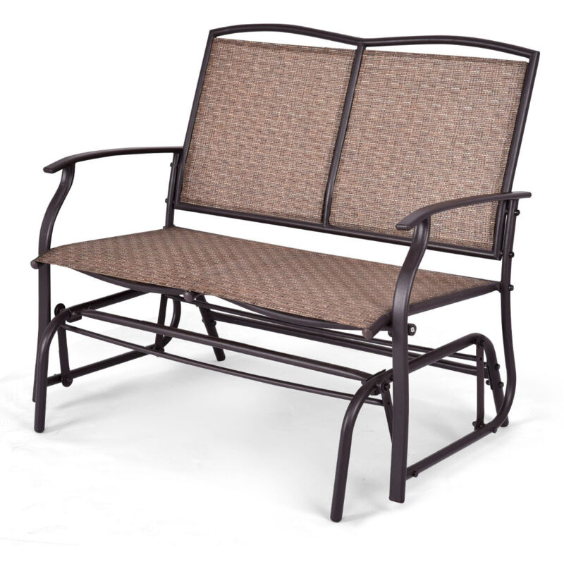 Banc à bascule de jardin 2 places charge 180 kg chaise/fauteuil à bascule d'extérieur avec coussinets antidérapants marron - Marron