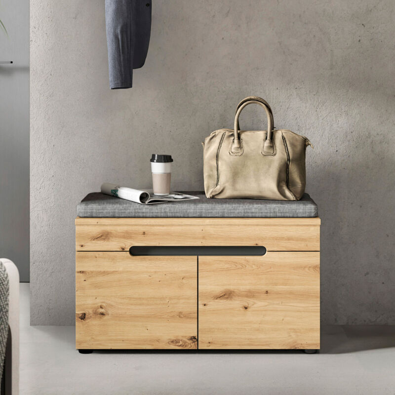 Banc à chaussure avec coussin 80x37x45cm décor naturel - KANUT