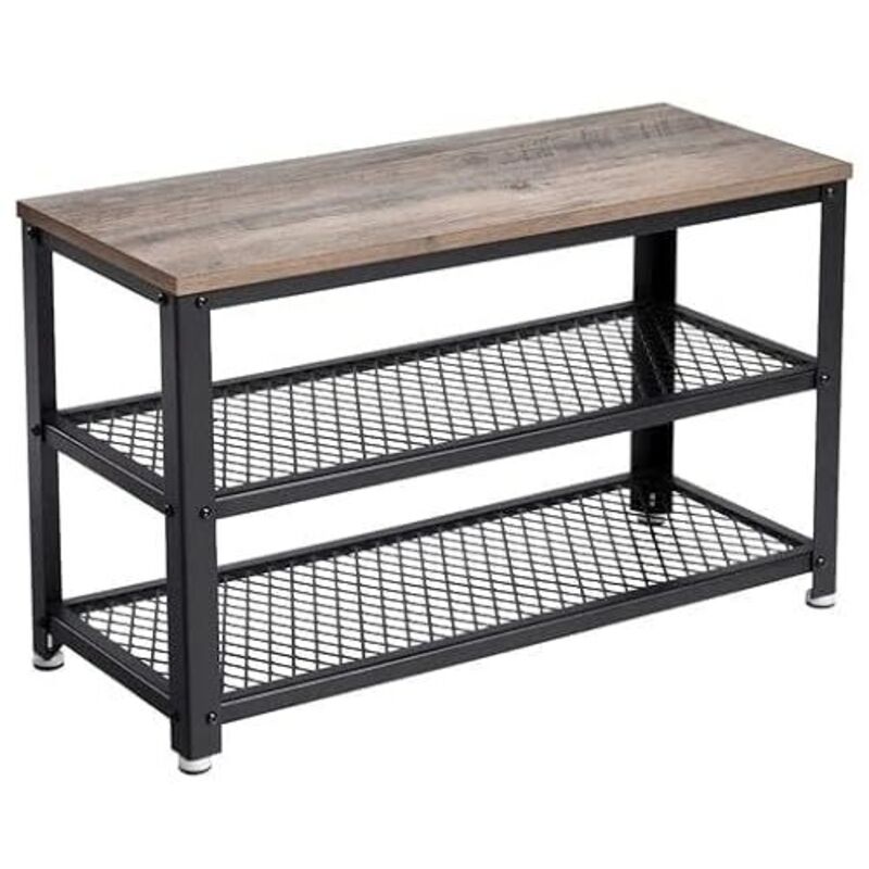 VASAGLE Banc à Chaussures, Étagère à Chaussures à 3 Niveaux, avec Armature métallique, 73 x 30 x 45 cm, pour entrée, Salon, Couloir, Style