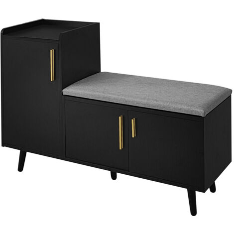 Banc à chaussures 100×34×69 cm coffre à chaussures banc d’entrée 3 portes meuble rangement entrée