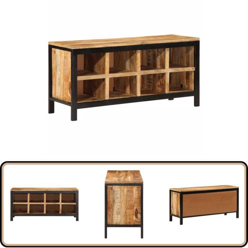 Banc à chaussures 110x35x51 cm bois massif de manguier - Meuble Entrée - Banc Chaussure - Rangement Chaussures - Banc Bois - Banc Design