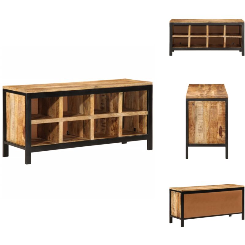 Banc à chaussures 110x35x51 cm bois massif de manguier - Meuble Entrée - Banc Chaussure - Rangement Chaussures - Banc Bois - Banc Design