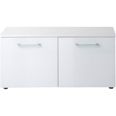 Banc à chaussures 2 portes 97x40x47 cm blanc - JONCY