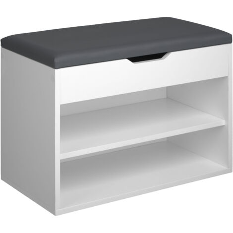 Tectake – Banc à chaussures 6 paires – Assise rembourrée – Dimensions 60x30x43,5cm – Panneaux MDF mélaminés – Rangement élégant pour entrée