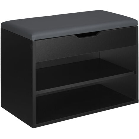 Tectake – Banc à chaussures 6 paires avec assise rembourrée – Dimensions 60x30x43,5 cm – Panneaux MDF mélaminés – Capacité de charge 120 kg