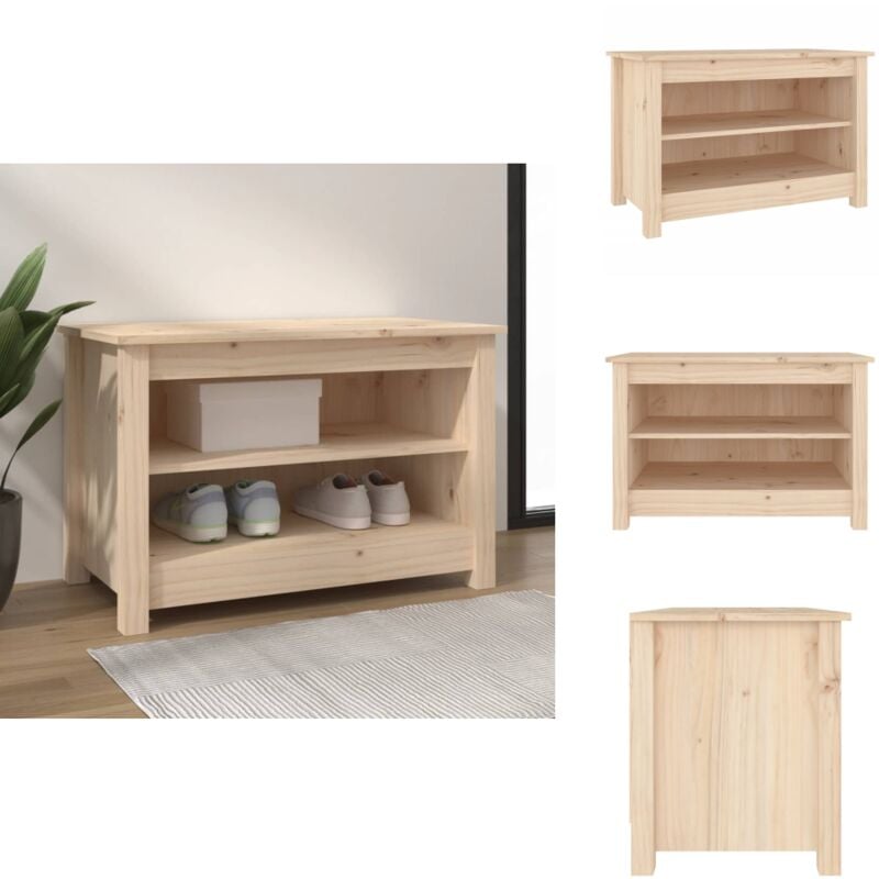 Banc à chaussures 70x38x45,5 cm Bois de pin massif - Meuble à Chaussures - Banc Chaussure - Rangement Chaussures - Entrée Déco - Bois Pin Massif