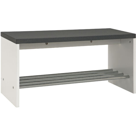 Banc à chaussures 81x30x40 cm gris foncé et blanc - JOSEF