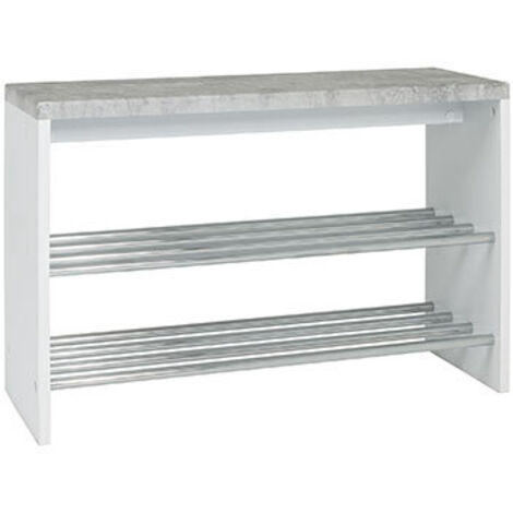 Banc à chaussures 81x30x55 cm effet béton et blanc