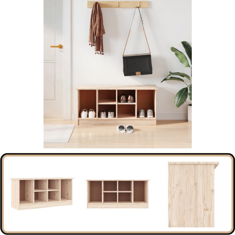 Vidaxl - Banc à chaussures alta 100x35x45 cm bois massif de pin - Banc à Chaussures - Rangement Chaussures - Banc Coffre - Mobilier Entrée