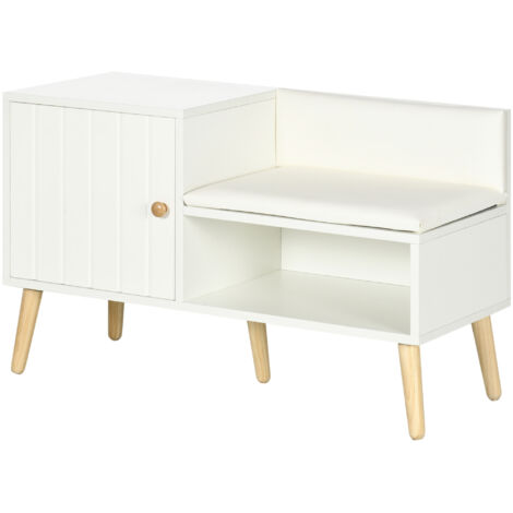Banc à chaussures avec placard niche surface en revêtement synthétique 80 x 33 x 49 cm blanc