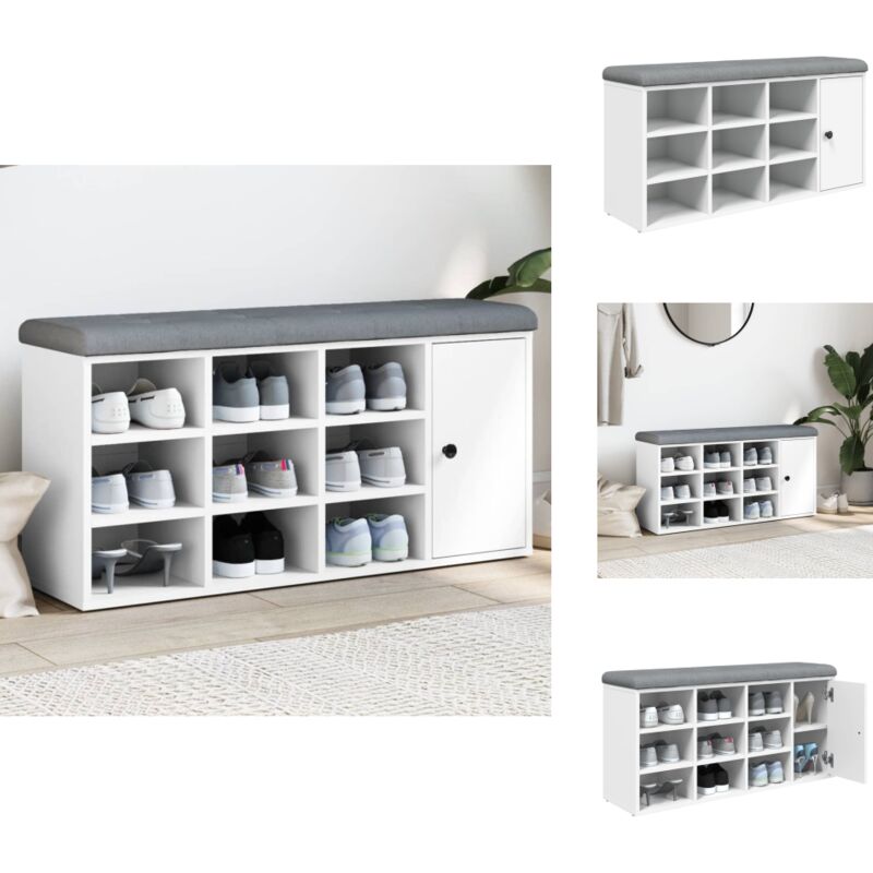 Vidaxl - Banc à chaussures blanc 102x32x50 cm bois d'ingénierie - Banc Chaussure - Banc Entrée - Rangement Chaussures - Meuble Salle D'entrée - Banc
