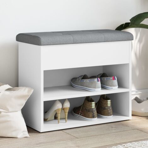 Banc à chaussures Blanc 62x32x50 cm Bois d'ingénierie vidaXL