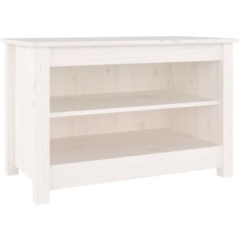 Banc à chaussures Blanc 70x38x45,5 cm Bois de pin massif vidaXL