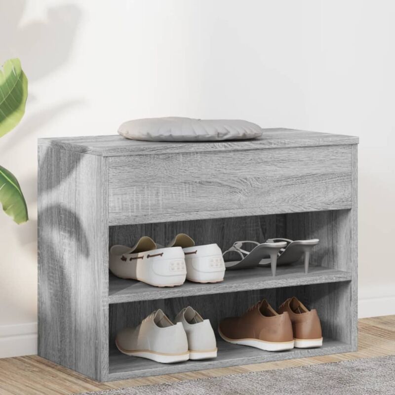 Banc à chaussures Sonoma gris 60x30x45 cm Bois d'ingénierie
