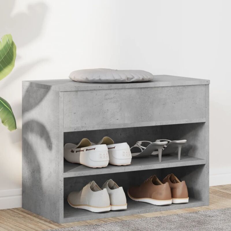 Banc à chaussures Gris béton 60x30x45 cm Bois d'ingénierie Vidaxl