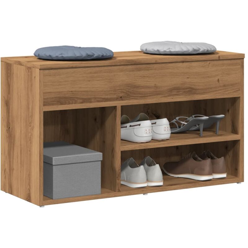 Banc à chaussures chêne artisanal 80x30x45 cm bois d'ingénierie vidaXL
