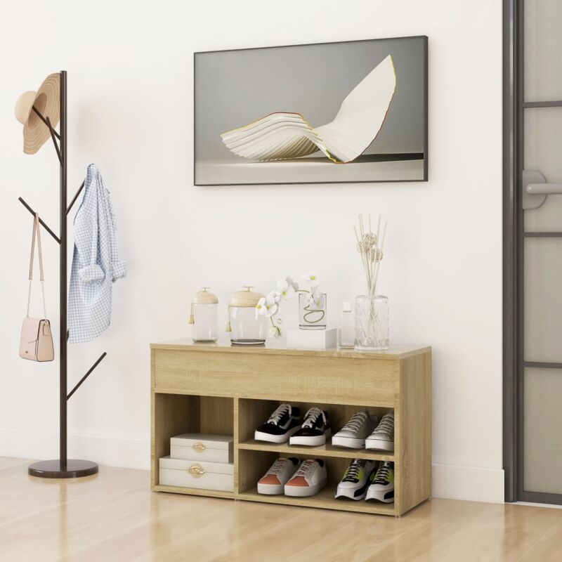 Banc à chaussures Chêne sonoma 80x30x45 cm Bois d'ingénierie vidaXL