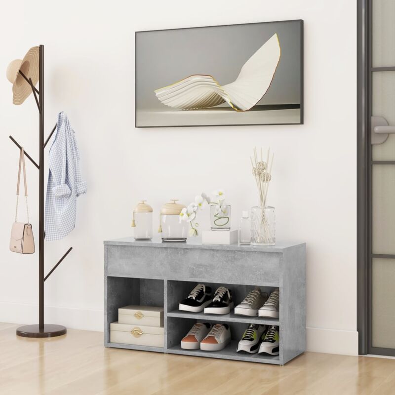 Vidaxl - Banc à chaussures Gris béton 80x30x45 cm Bois d'ingénierie