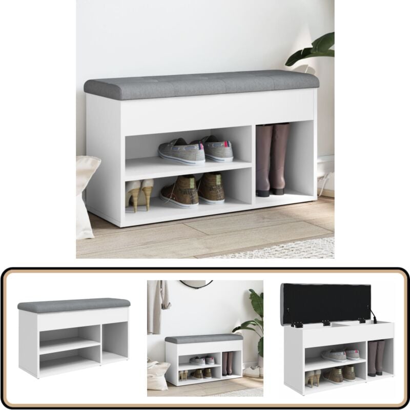Vidaxl - Banc à chaussures blanc 82x32x45,5 cm bois d'ingénierie - Banc Chaussure - Banc Entrée - Rangement Chaussures - Meuble Salle D'entrée - Banc