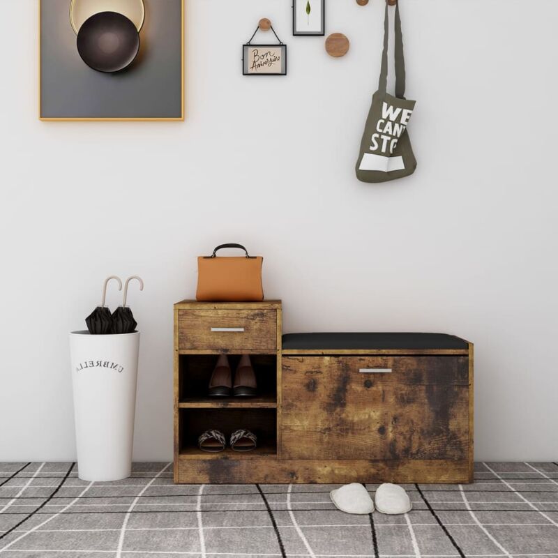 Vidaxl - Banc à chaussures Chêne fumé 94,5x31x57 cm Bois d'ingénierie