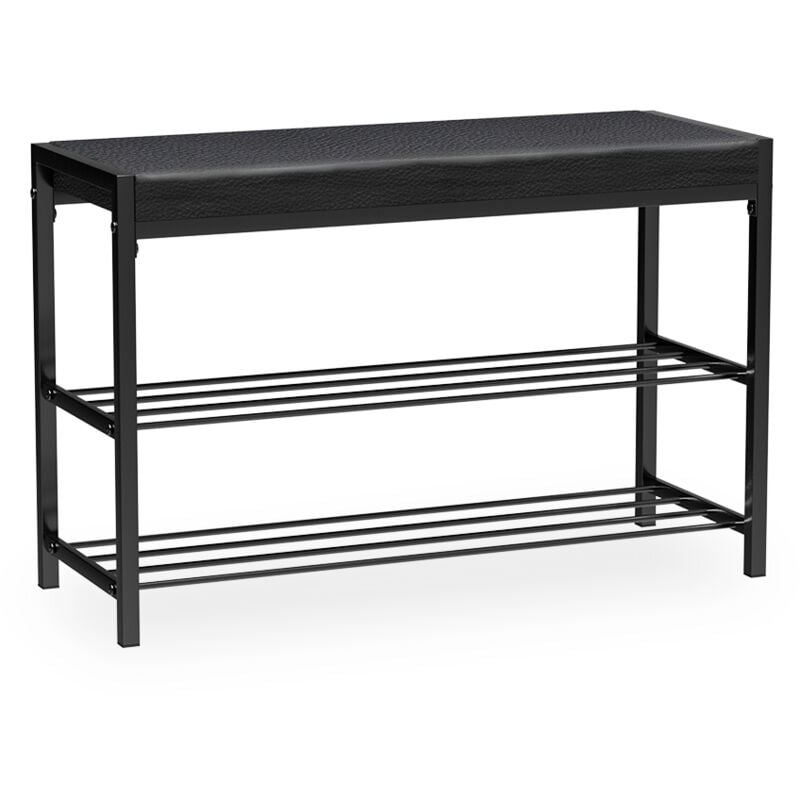 Banc à chaussures Borneo, Noir, 80x52cm Vicco