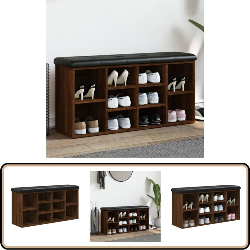 Vidaxl - Banc à chaussures chêne marron 102x32x50 cm bois d'ingénierie - Banc Chaussure - Banc Entrée - Rangement Chaussures - Meuble Salle D'entrée