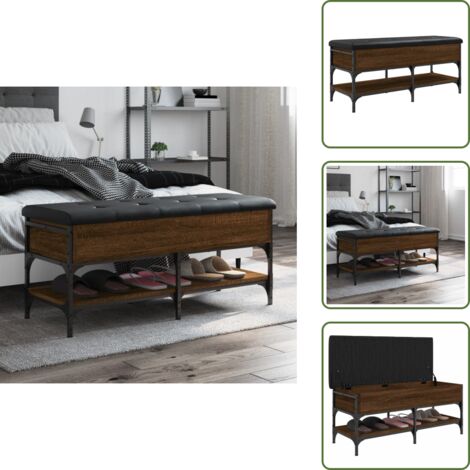 Banc à chaussures chêne marron 102x42x45 cm bois d'ingénierie - Banc Chaussure - Banc Entrée - Rangement Chaussures - Meuble Salle D'entrée - Banc Coffre