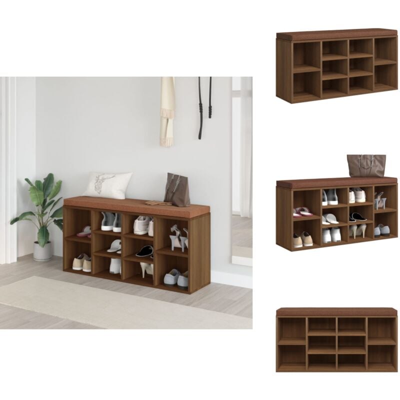 Banc à chaussures Chêne marron 103x30x48 cm Bois d'ingénierie - Banc À Chaussures - Meuble Rangement - Organisation Chaussures - Banc Coffre