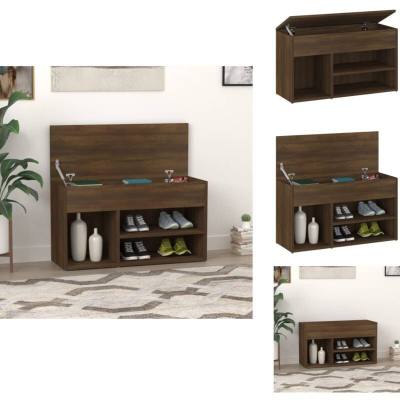 Banc à chaussures Chêne marron 80x30x45 cm Bois d'ingénierie - Banc à Chaussures - Meuble Chaussure - Rangement Chaussures - Banc Rangement - Meuble
