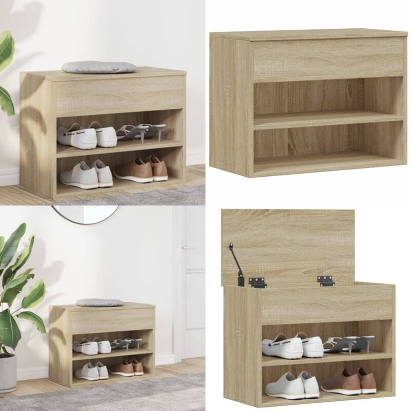Vidaxl - Banc à chaussures Chêne sonoma 60x30x45 cm Bois d'ingénierie - Meuble à Chaussures - Banc Chaussure - Rangements Chaussures - Meuble Entrée