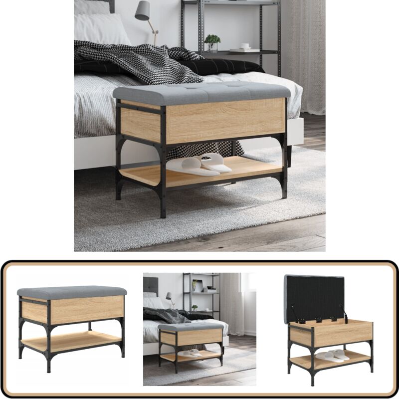 Banc à chaussures chêne sonoma 62x42x45 cm bois d'ingénierie - Banc Chaussure - Banc Entrée - Rangement Chaussures - Meuble Hall - Banc Coffre