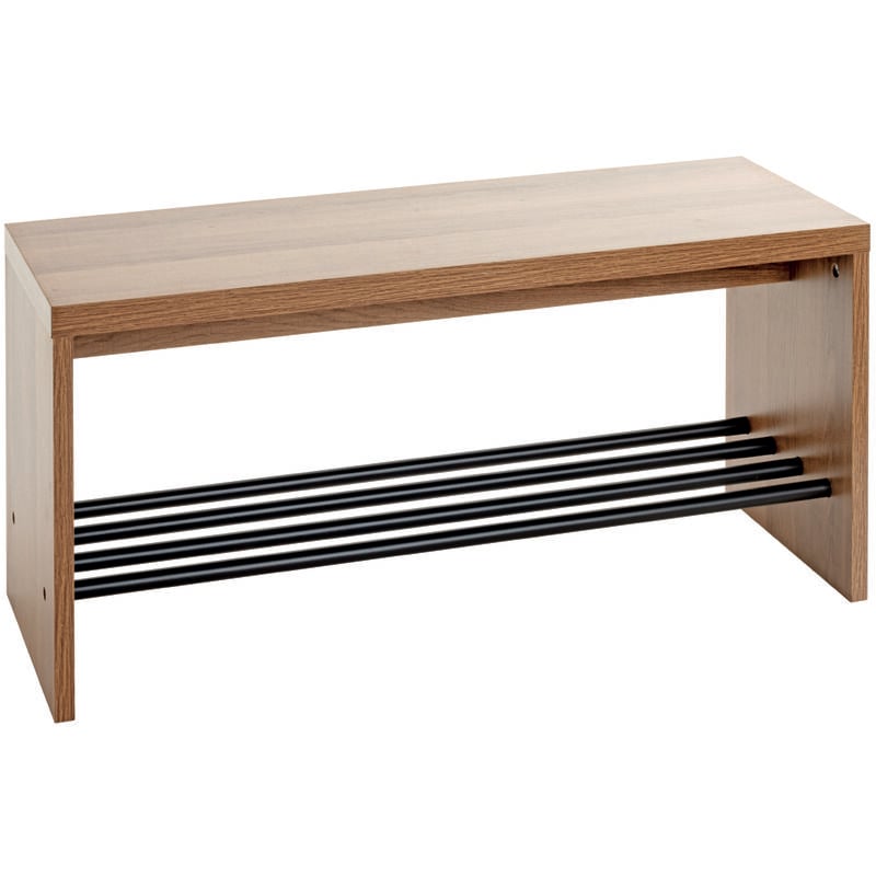 Banc à chaussures coloris chêne et métal noir - Longueur 80 x Profondeur 30 x Hauteur 40 cm