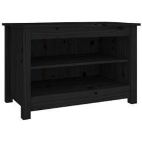 Banc à chaussures en bois massif Klouda – Élégant et fonctionnel 70 cm-Noir-Largeur 70 cm